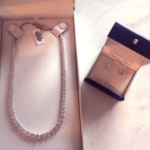 Luxury Cubic Zarconia Stud Earring and Necklace